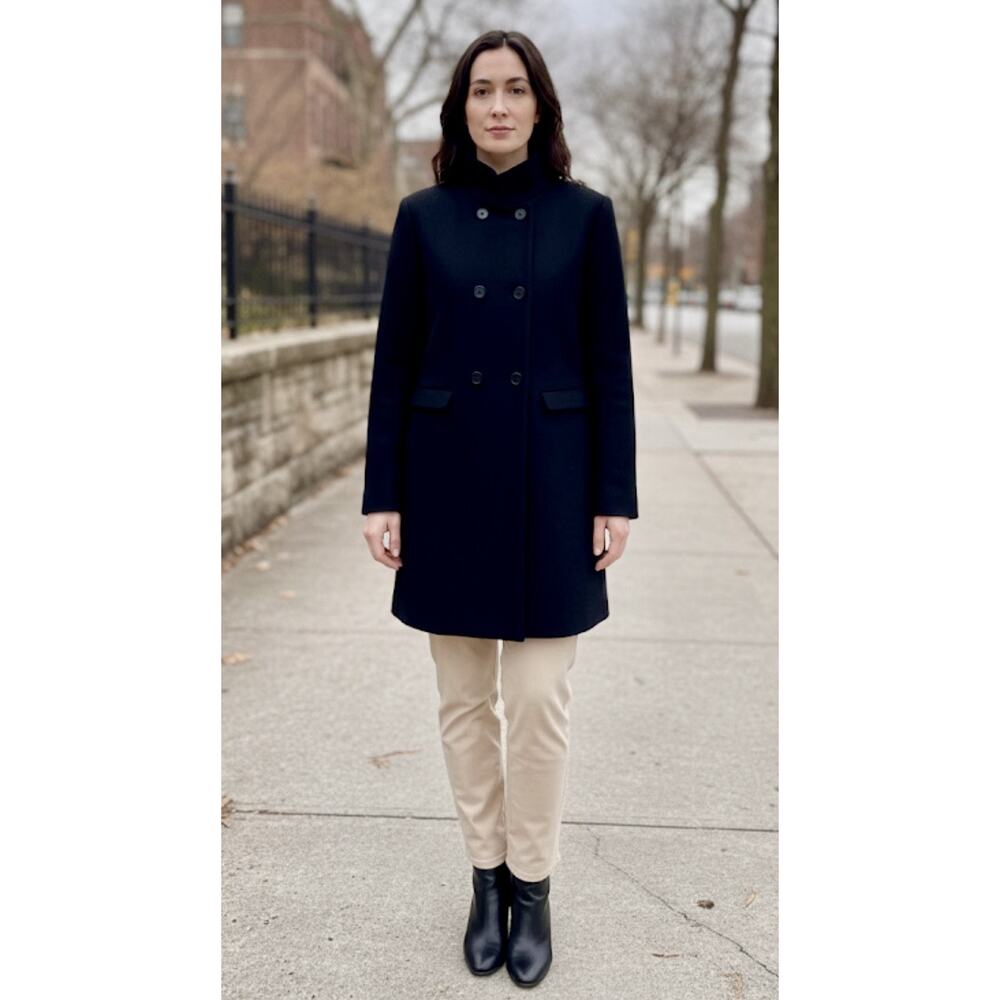 Braetan Women's Warm Wool Blend Black 6 Button Up Pea‎ Coat Jacket Size Medium